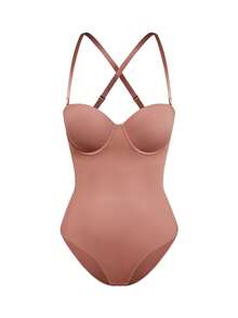 SHAPORA Women's Solid Color Camisole, Fashionable Shapewear - Rust Brown - View 3