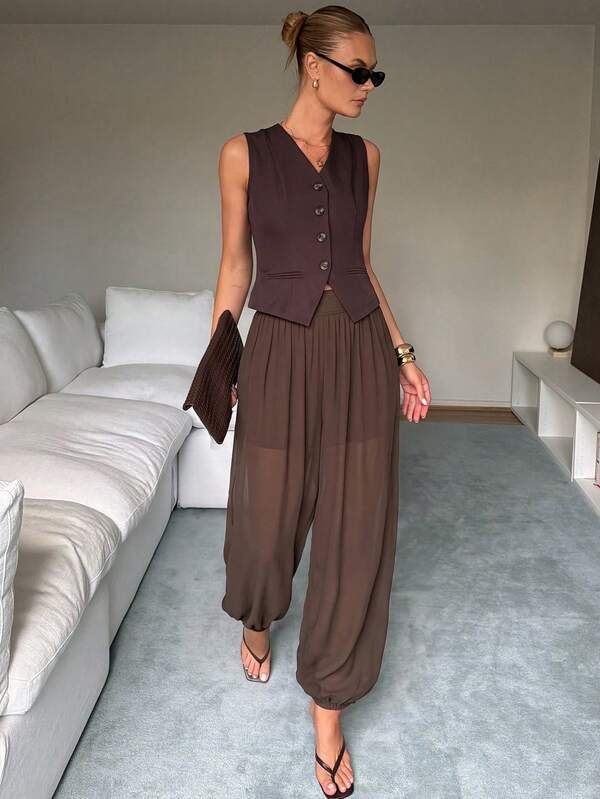 Lavishia Pantalones anchos de pierna ancha con estampado de leopardo, cómodos y transpirables, pantalones globo elegantes y de moda para el verano