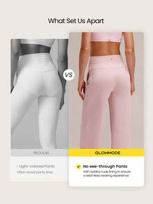 GLOWMODE Modal Silk Touch Wide Leg High Waist Lounge Pants With Side Pockets Daily Casual   Spring Summer - Dusty Pink - View 3