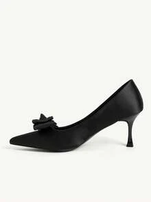 CUCCOO CHICEST Women's Shoes Black Pointed Toe Bow High Heels Elegant Date Wedding Commute Banquet Fall Shoes - Black - View 6
