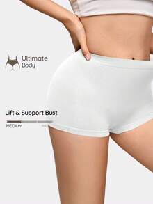SHAPORA 1pc Women's Seamless Minimalist Solid Color Fashion Comfortable High Cost-Effective High Quality Portable Safety Shorts - White - View 1