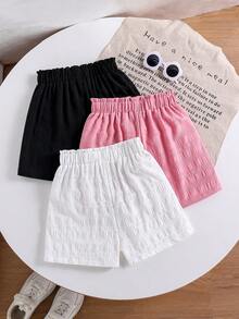 Tween Girl Casual Textured Shorts 3-Piece Set - Multicolor - View 2