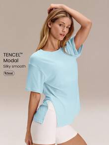 GLOWMODE Modal oversized Everymode t-shirt, vardaglig casual kompressionsskjorta - Blå - Visa 1