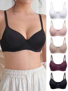 NudeFit Women's Underwire Casual Comfortable Bra 5pcs/Set - Multicolor - View 1