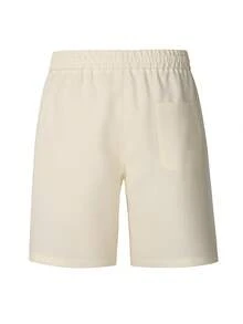 HUEFORM Men's Beige Summer Casual Vacation Shorts,Basic Apricot Textured Fabric,Pleated Design Flattering Fit,Suitable For Outdoor Activities & Holiday Wear - Apricot - View 2