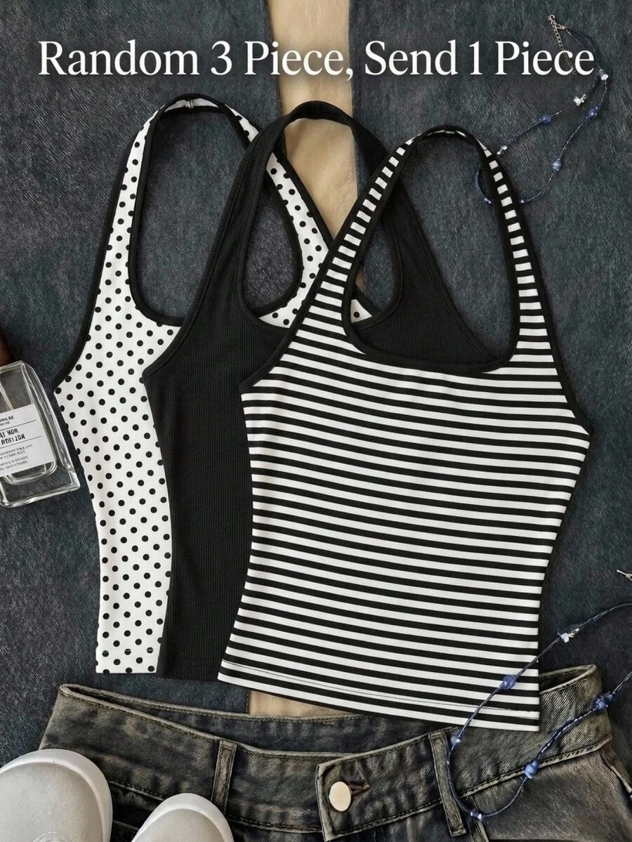 Áo hai dây cổ yếm dáng dài họa tiết kẻ sọc phong cách casual cho bé gái tuổi teen, dáng ôm, phù hợp mặc mùa hè - Nhiều màu - Xem 1