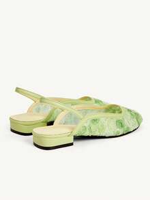 CUCCOO CHICEST Sepatu Wanita Musim Semi dan Musim Panas Model Baru Ujung Bulat Hijau Gaya Peri Prancis Mary Jane Sepatu Datar Jala Sepatu Bermotif Bunga yang Bernapas - Hijau - View 5