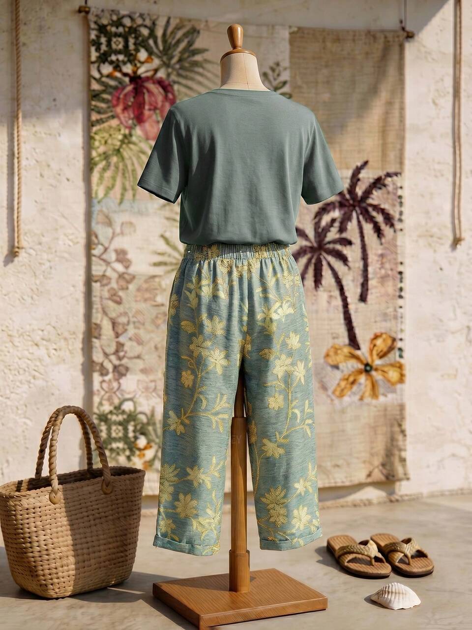 Plus Size Women's Floral Print Casual Versatile Everyday Travel Pants