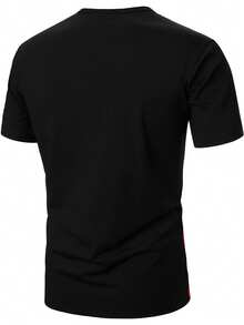 Manfinity Homme Men's Contrast Color Button Design Short Sleeve Casual T-Shirt, Summer Essential - Multicolor - View 2