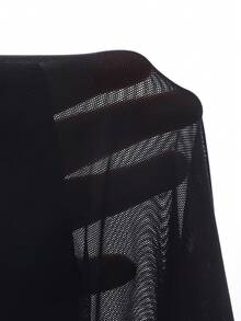 DAZY Women's Sheer Mesh Patchwork High Slit Bodycon Skirt, Sexy Date Night - Black - View 8