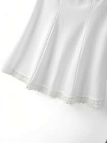 GlowEve CURVE Plus Size Round Neck Sleeveless A-Line Ruffle Patchwork Women's Dress - White - View 7
