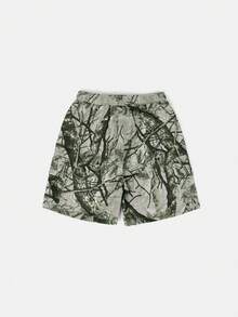 SUMWON Boys Camo Denim Cargo Shorts Summer Elastic Waist Tree Branch Print Casual Everyday Shorts - Black - View 2