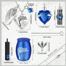3 Pieces Cremation Urn Necklace For Ashes Vertical Bar Cross, Heart Crystal Necklace Urn Stainless Steel Waterproof Memorial Pendant Cremation Jewelry - Multicolor - View 3