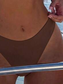 Swim Mod 2026 Spring/Summer Solid Color Sexy Sexy Two Pieces Bikini Swimsuit For Hot Spring Vacation - Brown - View 3