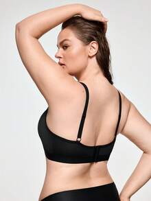 SHAPORA 1pc Women's Plus Size Seamless Adjustable Strap Bra - Black - View 2