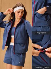 OutZeal Women Shell Jacket Hiking Camping Hooded Zip Up Blue Outdoor Top - Blue - View 4