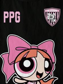 THE POWERPUFF GIRLS X SHEIN Tween Girl Round Neck Cartoon Print Sweet Fashion T-Shirt - White - View 7