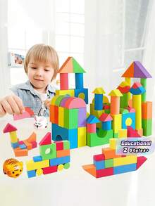 46pcs atau 30pcs Balok Bangunan Busa, Mainan Balok Busa EVA Edukatif Kreatif untuk Anak-Anak, Balok Lembut dan Dapat Ditumpuk, Hadiah STEM untuk Anak Laki-Laki/Perempuan, Warna Acak, Hadiah Hari Thanksgiving/Natal - MultiWarna - View 3