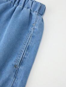 GlowEve CURVE Plus Size Women's Elastic Waist Loose Casual Denim Shorts - Medium Wash - View 5