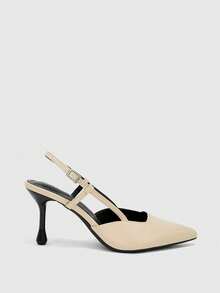 CUCCOO BIZCHIC Elegant, Simple And Generous, Fashionable And Versatile, Casual Workplace Commuter Women's Rear Empty High-Heeled Shoes - Apricot, - View 2