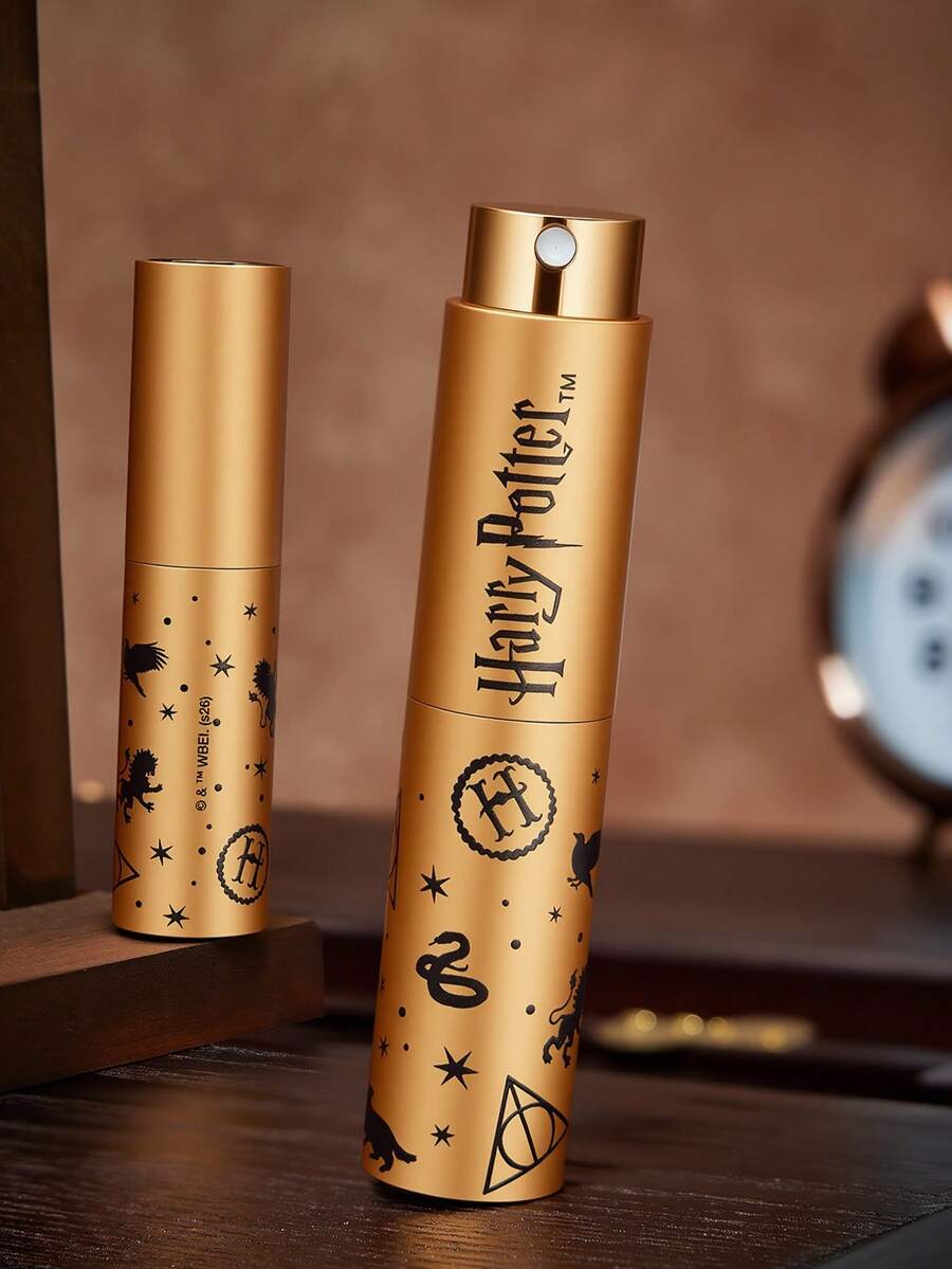 HARRY POTTER X SHEIN 1个0.27盎司/8毫升魔法旋转喷雾瓶,可盛装香水、护肤水和其他液体,配有漏斗,可重复灌装,魔法学院 - 金色 - 查看 1