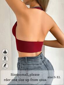 SHEIN Front Closure Women's Non-Wired Bra, 1pc - Burgundy - View 2