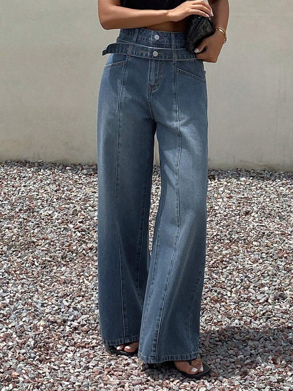 Loose High-Waist Wide-Leg Women's Jeans