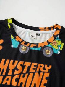 SCOOBY-DOO X SHEIN 女款字母印花短袖睡裙 - 黑色 - 查看 5