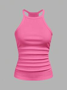 Slaydiva Top de tirantes para mujer 2026 Primavera/Verano, nuevo, casual, básico, versátil, blanco liso acanalado, cuello redondo, espalda nadadora, hombros descubiertos. Adecuado para citas, Día de San Valentín, temporada de bodas, fiestas, clubes sexys, deportes, yoga, vacaciones, playa, estilo bohemio, playas de arena, regreso a la escuela, salidas diarias, fiestas, té de la tarde, atuendos para brunch, atuendos para el aeropuerto-D - Rosa Fucsia - Ver 2
