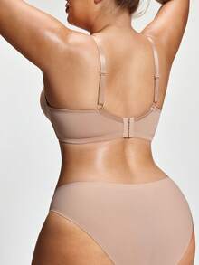 SHAPORA Sujetador inalámbrico de talla grande de unicolor simple - Albaricoque - Ver 3