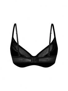 SHAPORA Thin Mesh Splicing Sexy Lingerie, Supportive Underwire Bra For Large Bust, Lift & Enhance Cleavage, Prevent Sagging - Black - View 2