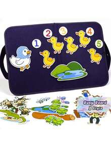 1Pc Montessori Busy Board Kids Felt Story Board Animal Interactive Scene Storytelling With 4 Themes Activity Educational Sensory Toy - Apricot - View 1