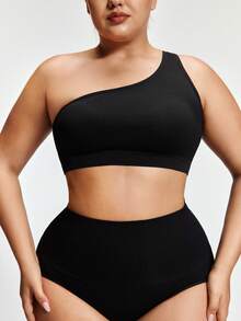SHAPORA 1pc Women Plus Size Seamless Minimalist Comfort Wireless Bra Camisole - Black - View 5