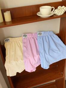 SHEIN EZwear Set de 3 pantalones cortos a rayas y en bloques de color para tallas grandes - Multicolor - Ver 7