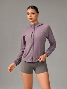 OutZeal Women Sun-Proof Jacket Daily Casual Lightweight Stretch Hood Zip Up Outdoor Tops - Purple - View 6
