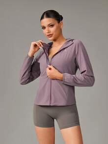 OutZeal Women Sun-Proof Jacket Daily Casual Lightweight Stretch Hood Zip Up Outdoor Tops - Purple - View 10