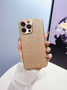 1 Frosted Electroplated Frame With Rhinestone Trim Phone Case - Gold - View 3