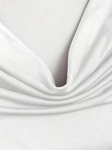 Sweetra 女款優雅性感露背垂領金屬鍊條背心上衣 - 白色 - 查看 7
