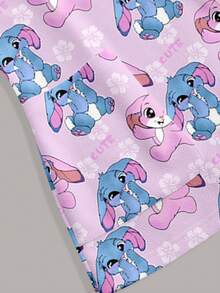 PopScrub Women's Scrub Uniform Top With Cute Rabbit Print Pattern, Suitable For Children, Pet Hospital Work White Autumn Schoolgirl - Multicolor - View 4
