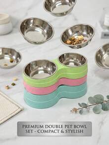 PETSIN Dual Use Stainless Steel Pet Bowl 100ml Dog Water Dispenser Food Bowl, Suitable For Plastic Pet Bowls For Cats And Dogs - 100ml - View 2