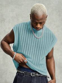 PAVTROS Men's Solid Color Casual Versatile Daily Wear Tank Top, Holiday - Blue - View 4
