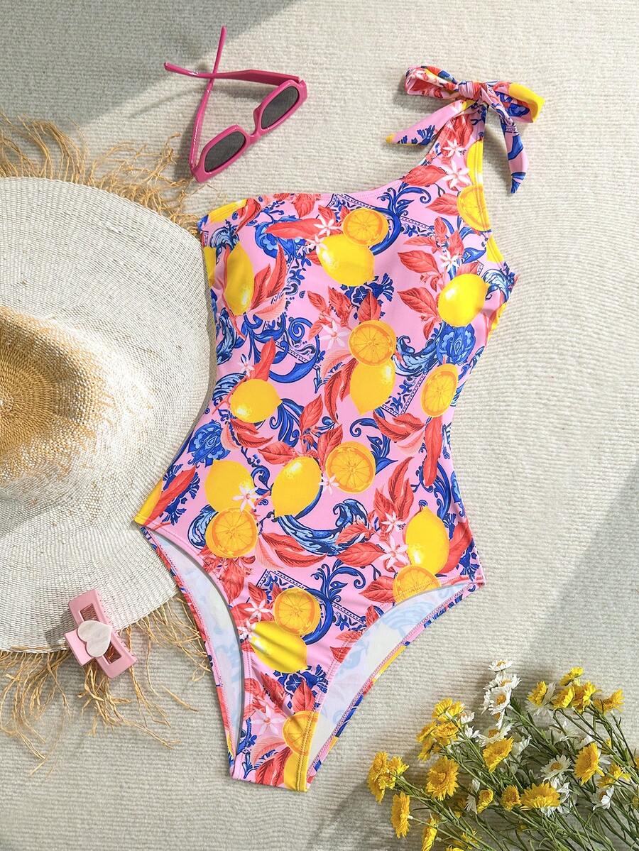 Soleia Women's Lemon Print One-Piece Swimsuit, Vacation Style - Multicolor - View 1