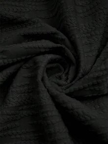 SHEIN Clasi 女款紋理時尚收腰A字洋裝 - 黑色 - 查看 5