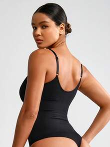 SHEIN Faja Moldeadora De Cuerpo Entero Para Mujer De Color Sólido - Negro - Ver 2