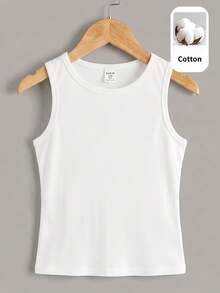 SHEIN Tween Girl Knit Solid Color Round Neck Casual Tank Top 2pcs Set - Multicolor - View 5