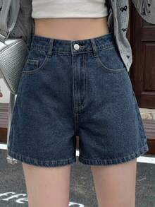 DAZY Summer New Loose Casual Distressed Women Denim Shorts Jorts - Dark Wash - View 6