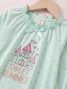 Cozy Pixies 女嬰蝴蝶結裝飾圓領長袖休閒舒適洋裝 - 彩色 - 查看 8