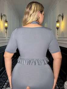 Fantasy Costume Fantasy Costume 3pcs Lady Zipper Uniform LadyBoss Maid Charming Wearable Bar Party Wedding Guest Plus Size Sexy Costume Summer - Dark Grey - View 2