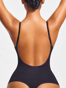 SHAPORA Seamless Low Back Thong Bodysuit Full Body Shaper Bust&Butt Lifter-Tummy Waist Thigh Control - Black - View 4