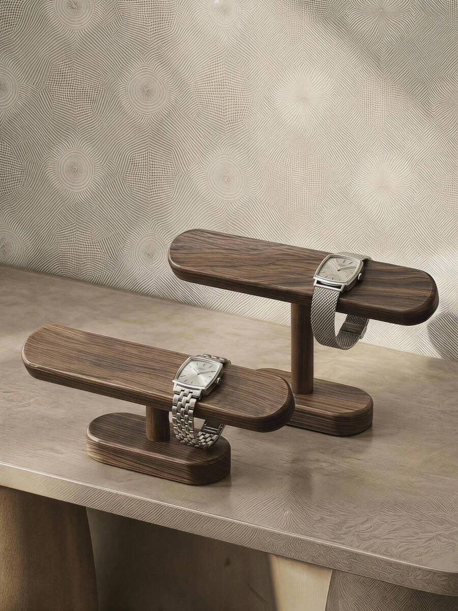 Cirelle A Watch Stand, Solid Wood Watch Table, Creative Ornament Storage Rack, Watch Display Shelf, Bracelet And Necklace Rack. - Brown - View 1